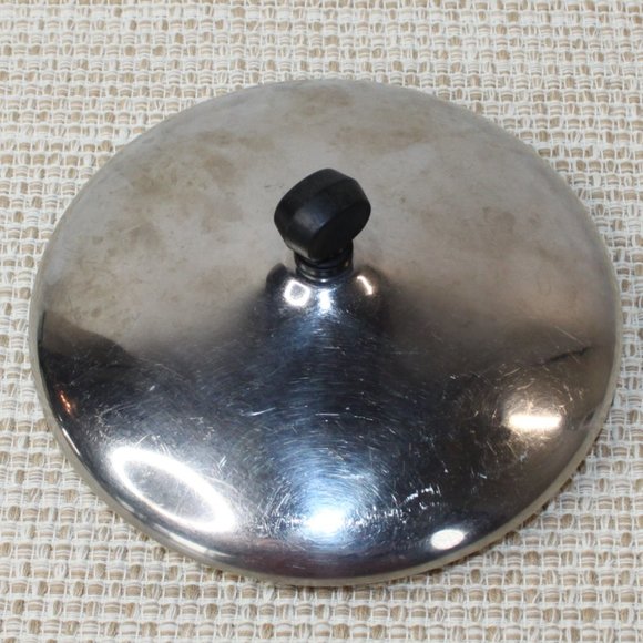 VINTAGE FARBERWARE 7.25" REPLACEMENT LID ONLY STAINLESS BLACK KNOB - Picture 6 of 14